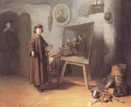 Gerrit Dou Painter in his studio (mk33) oil painting picture